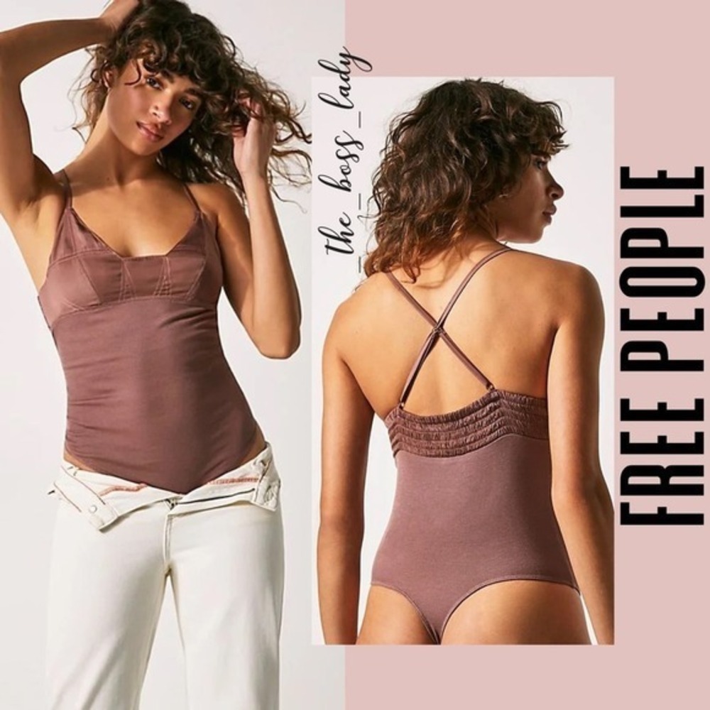 Free People bodysuit Large shimmer brown